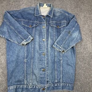 Vintage Sunset Blues Denim Jacket Mens XL Blue Trucker Made in USA 90s Oversized